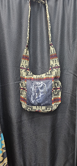 Runa Arts handmade shoulder bag with Hunter aplique